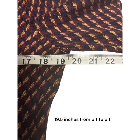 Dark academia Ann Taylor Petite Burgundy Patterned Button-Front Cardigan Sweater - Picture 7 of 8